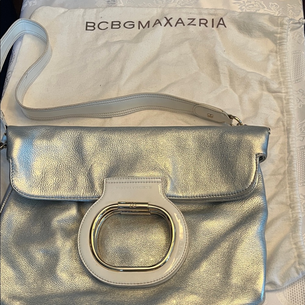 BCBG MaxAzria Silver and Gold Shoulder Bag